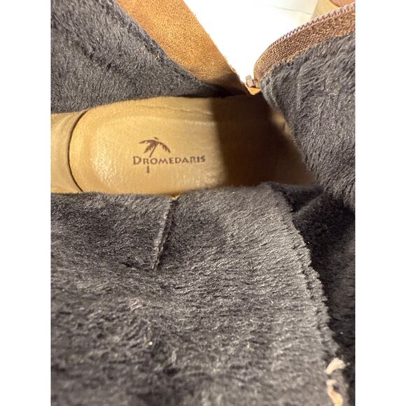 Dromedaris Kikka Ankle Boot Women's 9 Brown Gold Leather Suede Side Zip - Picture 10 of 10